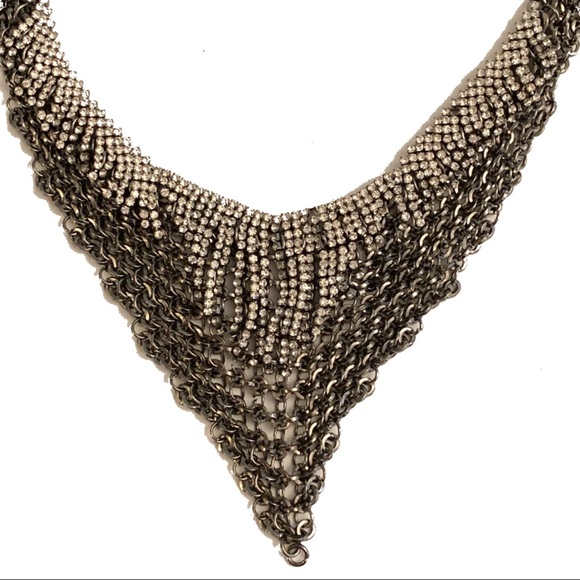 Crystal and Chain link bib statement necklace - Picture 4 of 7